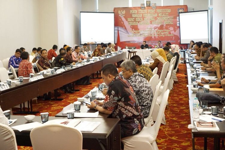 Rapat kerja nasional implementasi Gerakan Nasional Revolusi Mental di Jakarta, Kamis (2/8/2018)