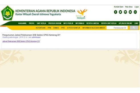 626 Peserta Lolos SKD Kemenag Yogyakarta, Ini Jadwal dan Lokasi Tes