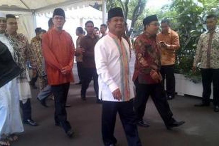 Calon presiden Prabowo Subianto menghadiri open house yang diadakan Presiden Susilo Bambang Yudhoyono di Istana Negara, Jakarta, Senin (28/7/2014) sekitar pukul 10.00 WIB.