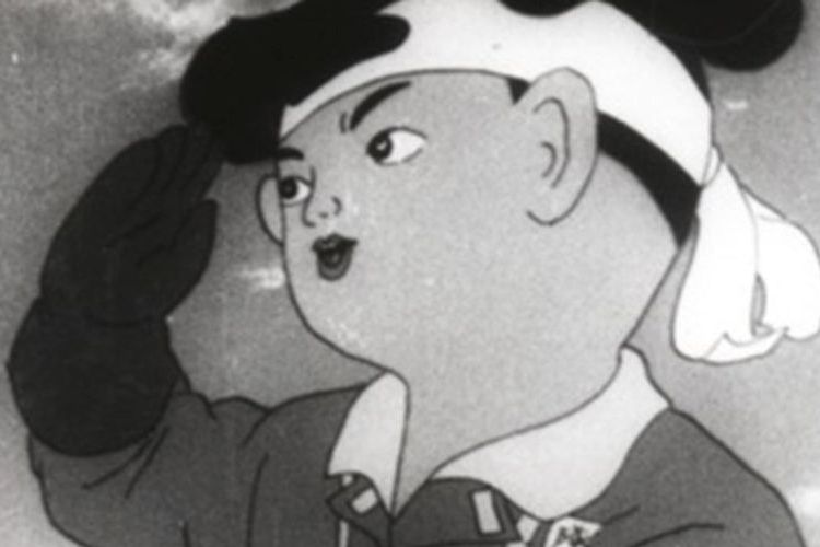 Karakter di film Momotarod: Sacred Sailors, film anime panjang pertama yang menjadi alat propaganda Jepang di Perang Dunia II.