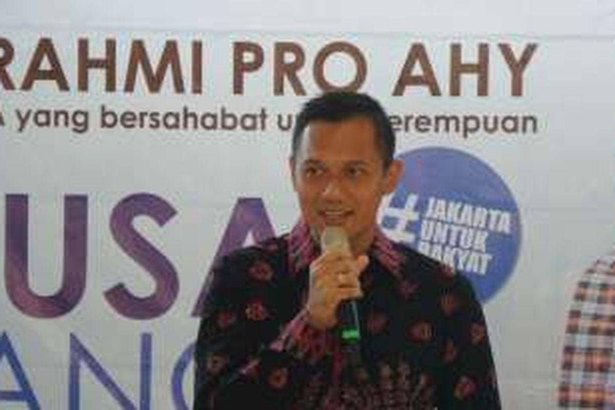 Calon gubernur nomor pemilihan satu, Agus Harimurti Yudhoyono, saat diundang sebagai pembicara dalam acara 