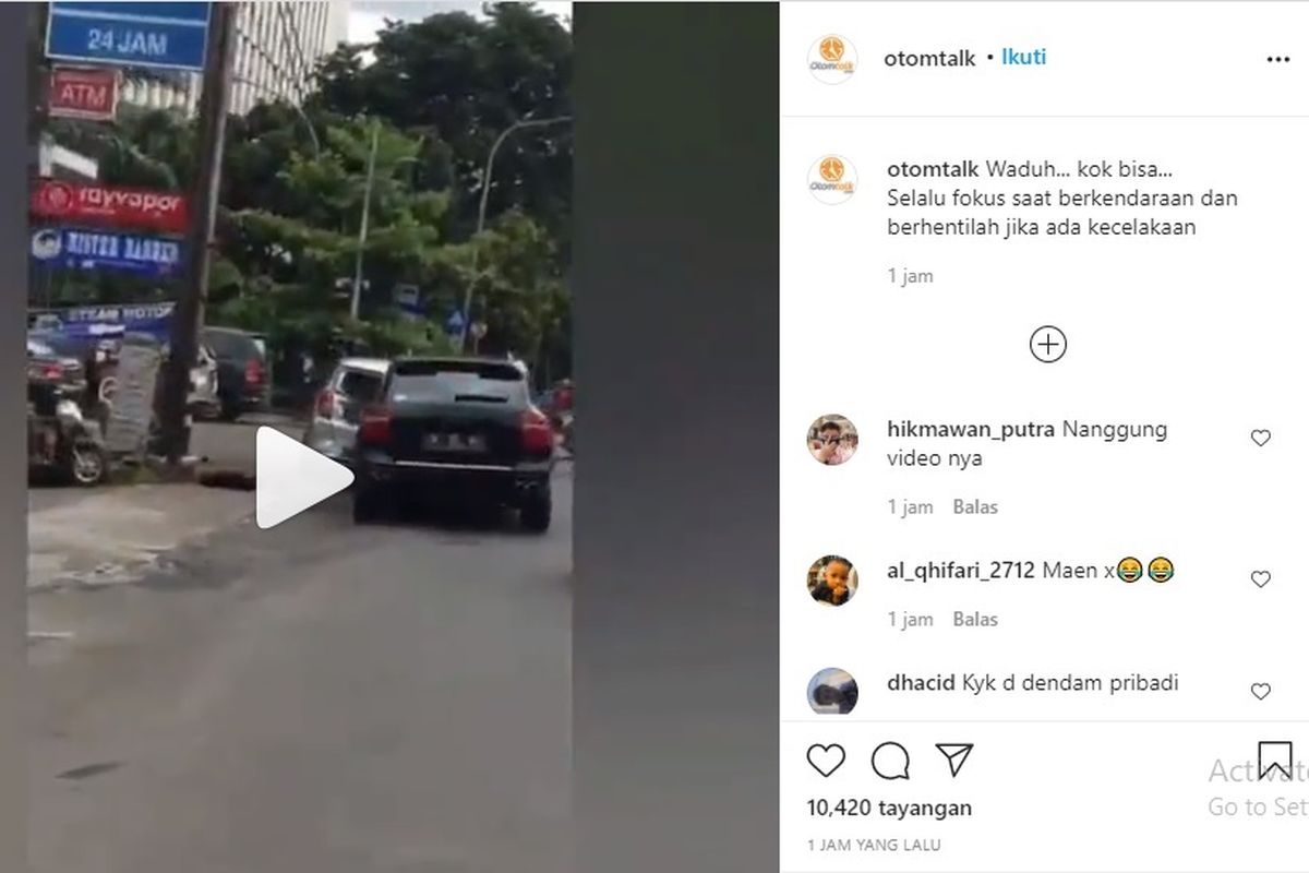Tangkapan layar kecelakaan yang berlangsung di Jalan Raya Cilandak KKO, Jakarta Selatan.