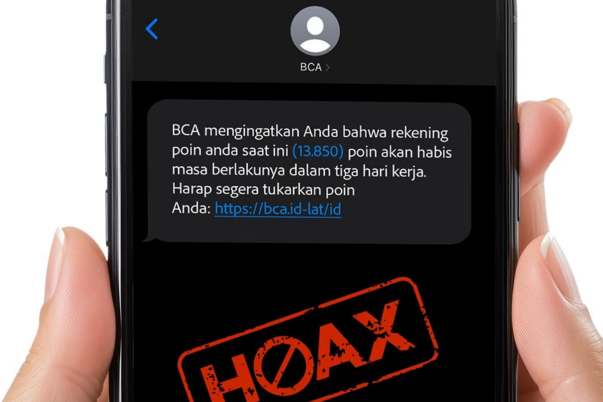 Contoh isi SMS palsu yang menggunakan metode penipuan fake BTS. 