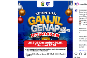 Ganjil Genap Jakarta Ditiadakan Saat Libur Natal dan Tahun Baru