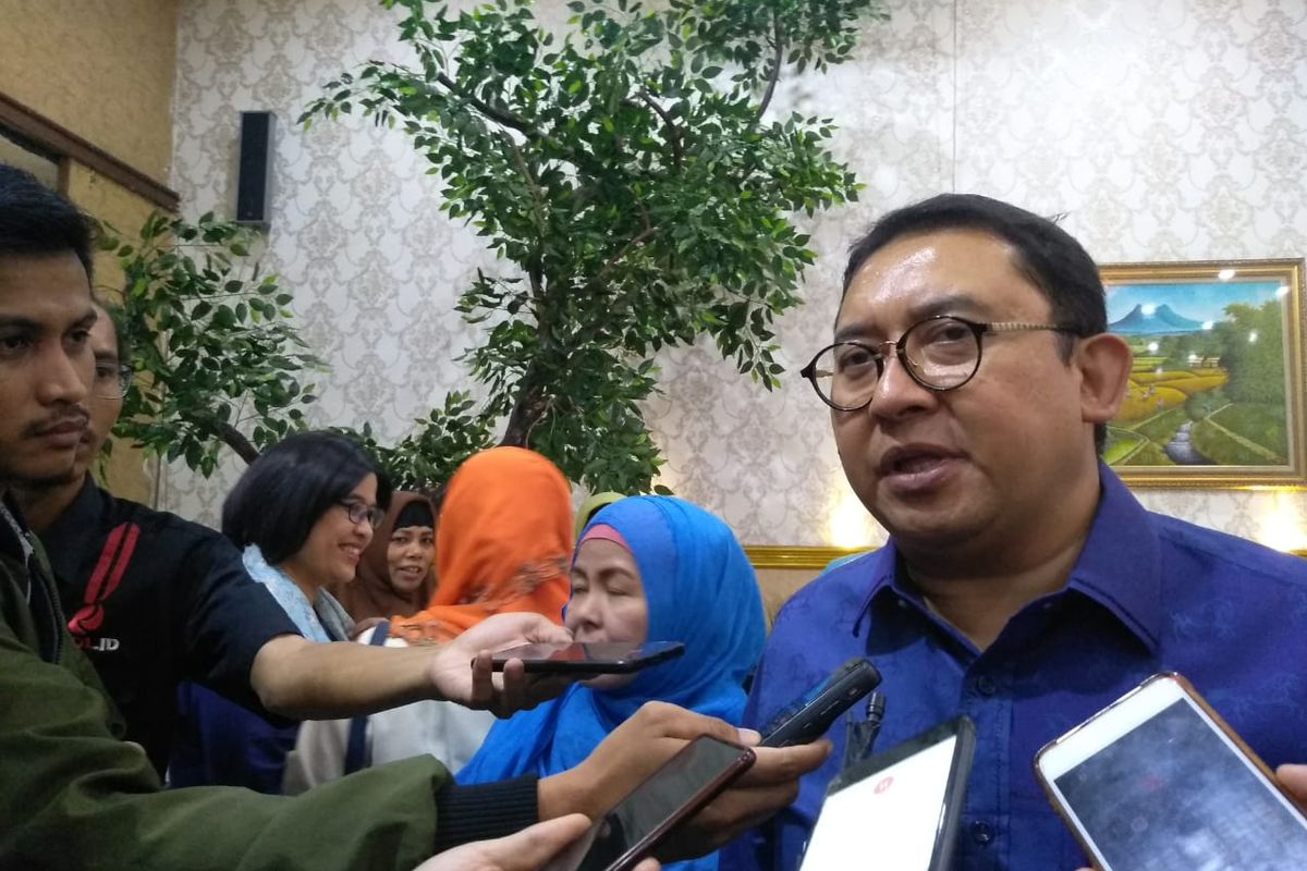 Waketum Gerindra Fadli Zon di di Restoran Raden Bahari, Jakarta, Jumat (27/12/2019).