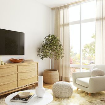 Ilustrasi TV di ruang keluarga.