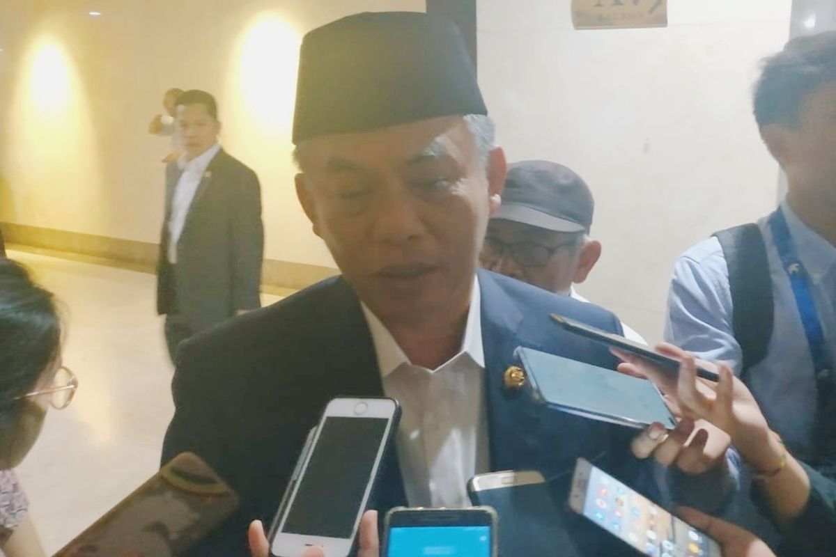 Ketua DPRD DKI Jakarta defenitif Prasetio Edi Marsudi sesuai penetapan DPRD DKI periode 2019-2024, di lantai 3, Gedung DPRD DKI, Jakarta Pusat, Kamis (3/10/2019)