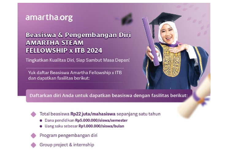 Beasiswa Amartha STEAM Fellowship terbuka hanya bagi mahasiswi.