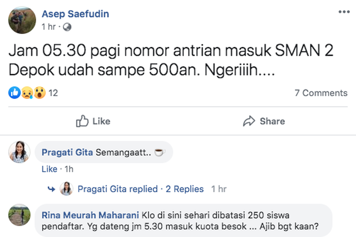 Pengalaman orangtua dalam PPDB 2019 di SMAN 2 Depok Jawa Barat