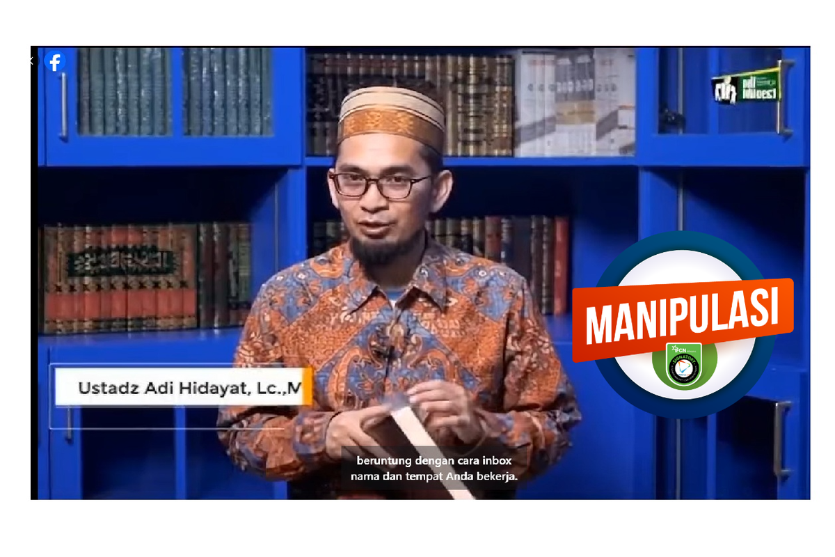 Tangkapan layar Facebook narasi yang mengeklaim Adi Hidayat menjanjikan bantuan Rp 100 juta untuk sembilan TKI