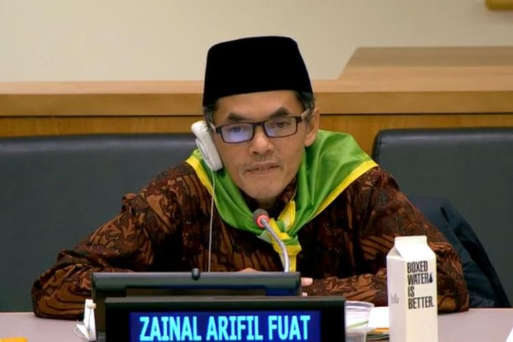 Ketua Departemen Luar Negeri Serikat Petani Indonesia (SPI), Zainal Arifin Fuat menyampaikan pandangannya megenai petani, pertanian, organisasi tani dalam acara yang diselenggarakan Badan Pangan dan Pertanian Dunia (FAO) di New York, AS pada Selasa (16/7/2019).