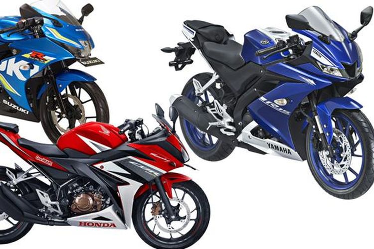 Adu spesifikasi Honda CBR150R, Yamaha R15, dan Suzuki GSX-R150.