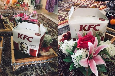 Viral, Pasangan Ini Gunakan Ayam KFC untuk Hantaran Tunangan