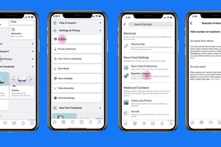 Facebook juga kebagian fitur sembunyikan hitungan likes.