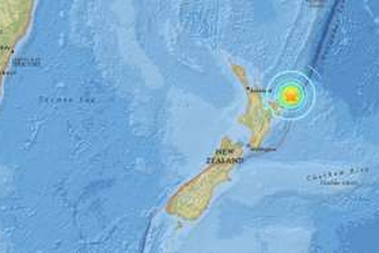 Gempa di North Island, Selandia Baru, berkekuatan 7,1 magnitudo, Jumat (2/9/2016). Sempat ada peringatan tsunami tapi akhirnya dicabut. 