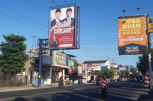 Baliho Bergambar Ganjar dan Jokowi Terpasang di Jalan Adi Sucipto, Bertuliskan 