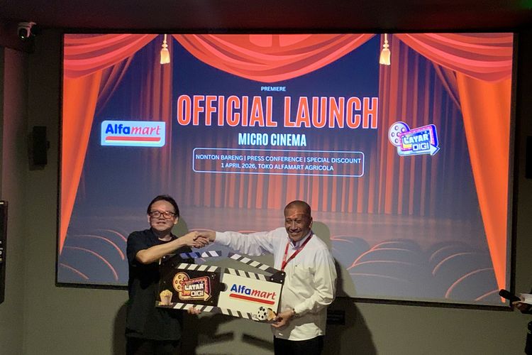 Alfamart berkolaborasi dengan Layar Digi resmi membuka bioskop mini pertama kalinya di gerai Alfamart Ruko Agricola, Gading Serpong, Tangerang, Banten pada Rabu (1/4/2026).