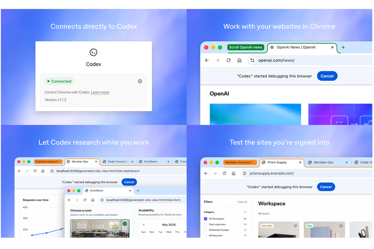 Lewat plugin bernama Codex for Chrome, AI coding milik OpenAI kini bisa bekerja langsung di browser pengguna. Mulai dari mengakses tab, membuka web app, hingga membantu tugas berbasis internet secara real-time.
