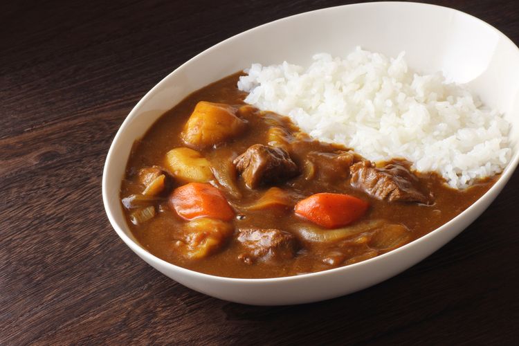 Ilustrasi curry rice jepang. 