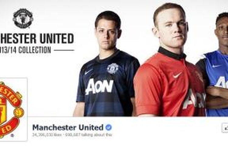 Wayne Rooney dipajang di halaman depan Facebook fans page Manchester United.