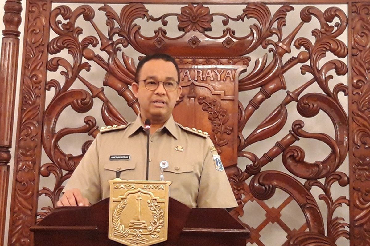 Gubernur DKI Jakarta Anies Baswedan di Balairung, Balai Kota, Jakarta Pusat, Senin (16/9/2019)