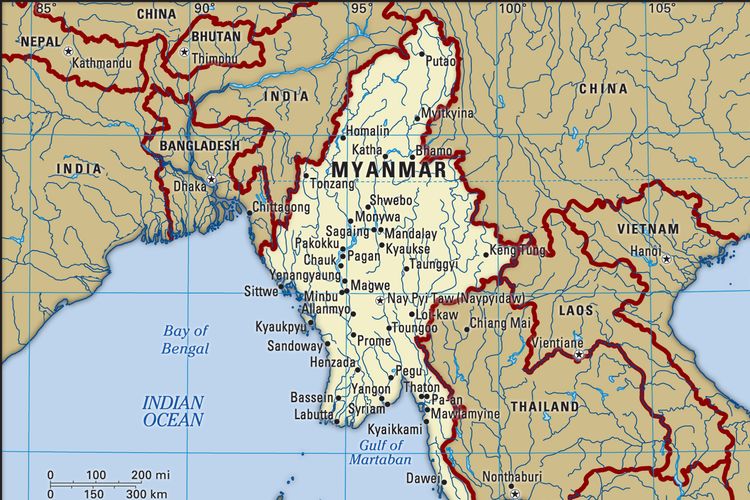 Negara yang terletak paling utara di asean yaitu Myanmar