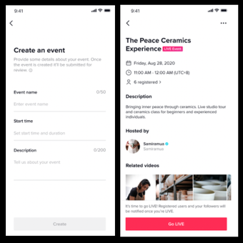 Fitur baru Live Events di TikTok.