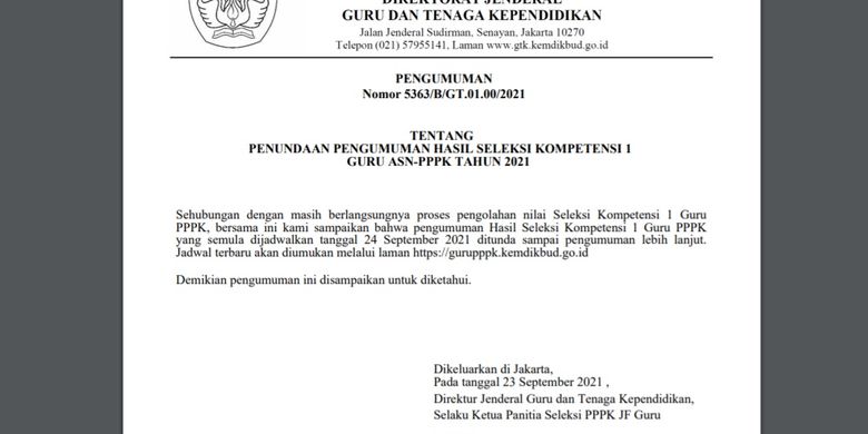 Pengumuman Hasil Seleksi Pppk Guru Ditunda Ini Alasannya Halaman All Kompas Com