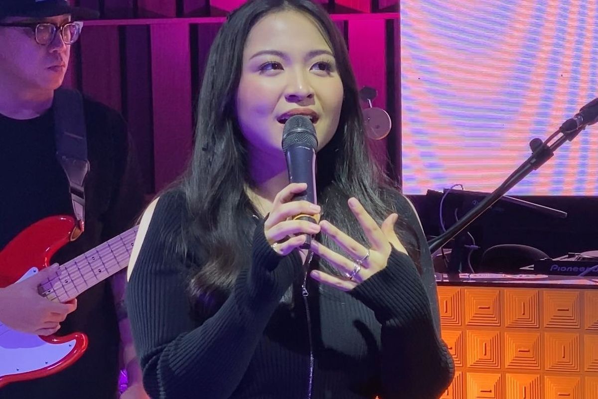 Bernadya dalam acara My Spotify Playland di daerah SCBD, Jakarta Selatan, Selasa (18/9/2024). 