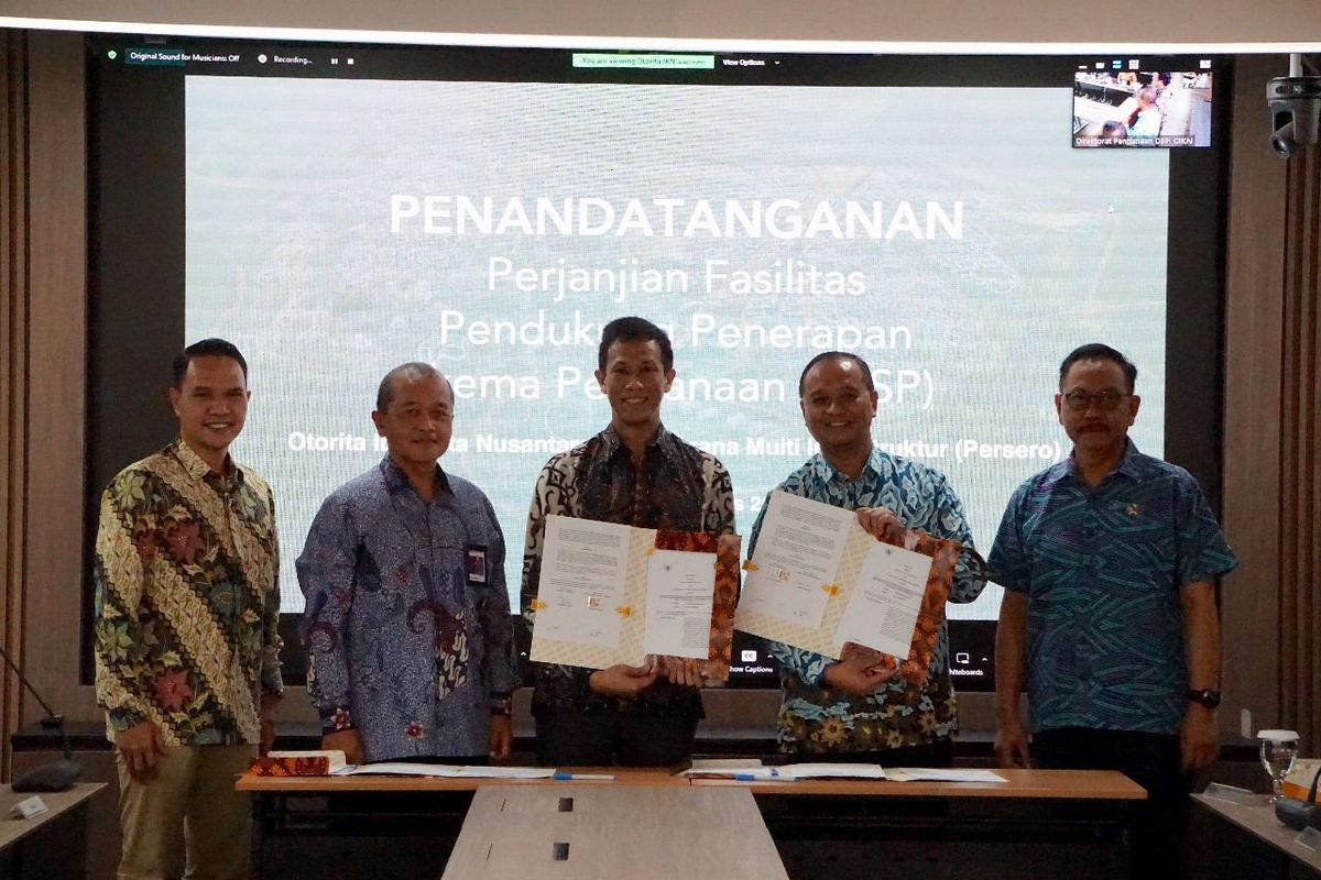 Otorita IKN teken fasilitas pendukung penerapan skema pendanaan (PPSP) dengan PT Sarana Multi Infrastruktur (Persero), Jakarta, Selasa (29/8/2023).