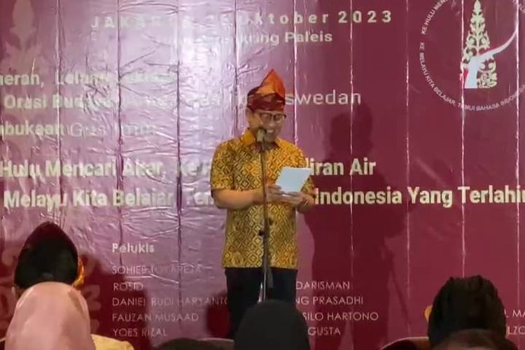 Bacawapres Koalisi Perubahan Muhaimin Iskandar di Galeri Kunstkring Paleis, Menteng, Jakarta, Kamis (26/10/2023).