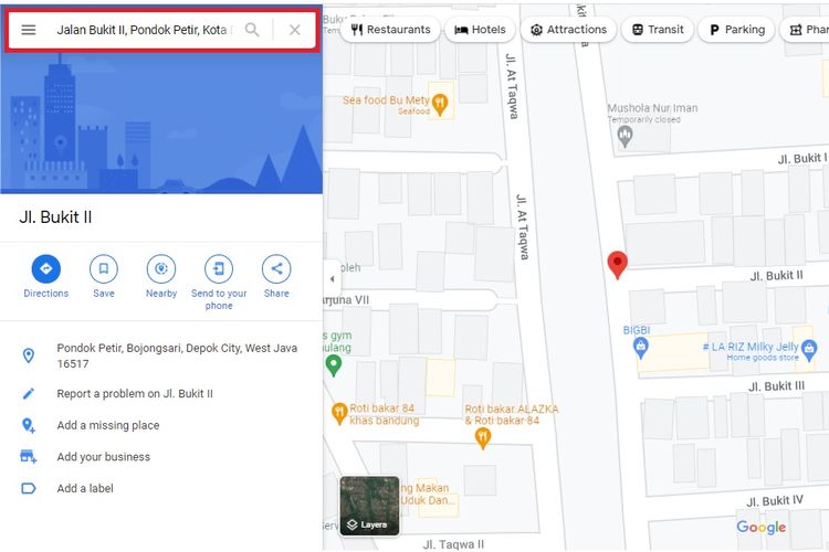 Cara share lokasi di Google Maps dari PC ke smartphone