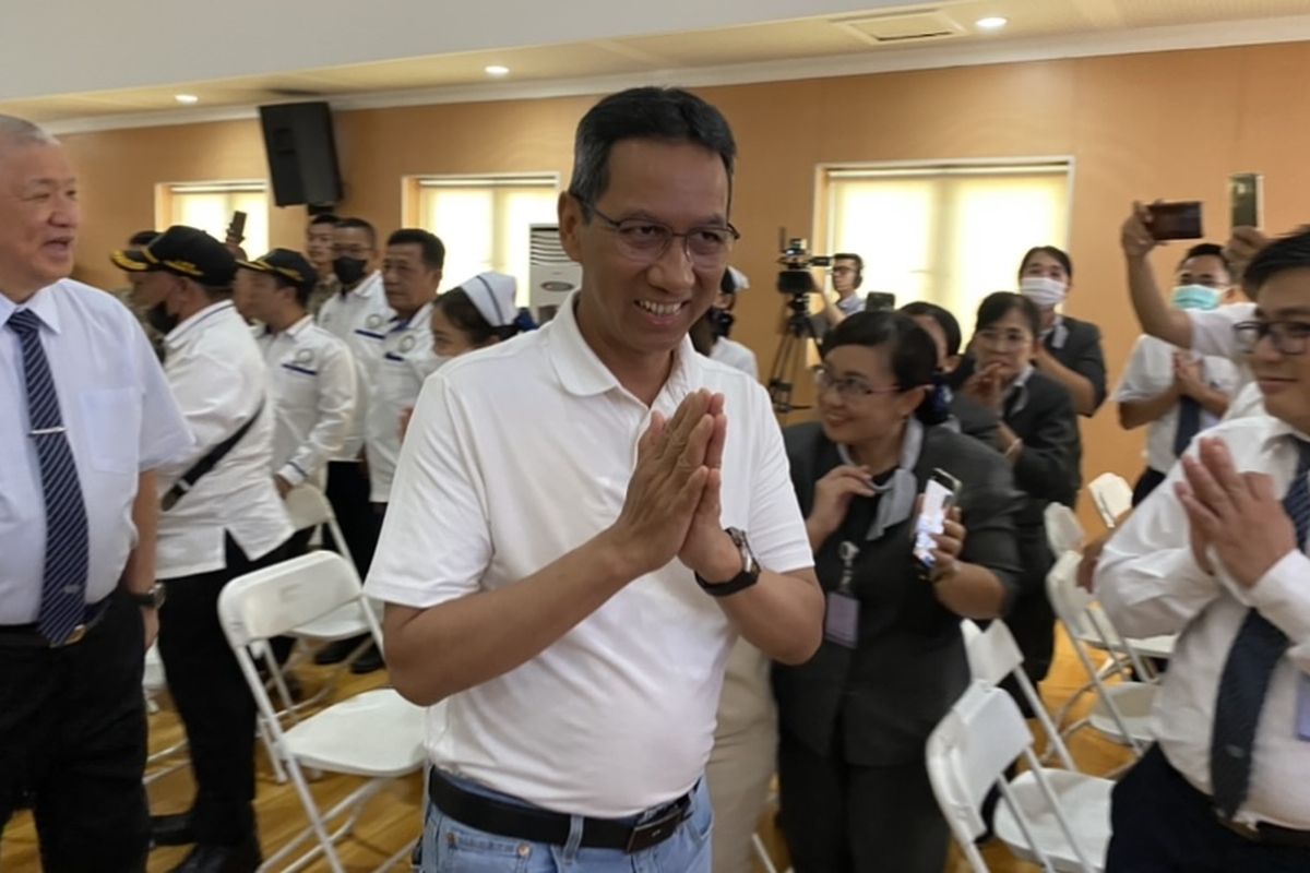Penjabat Gubernur DKI Jakarta Heru Budi Hartono menghadiri peringayan hari ulang tahun ke-20 Rumah Susun (Rusun) Cinta Kasih Tzu Chi di kawasan Cengkareng, Jakarta Barat, Sabtu (26/8/2023) siang.