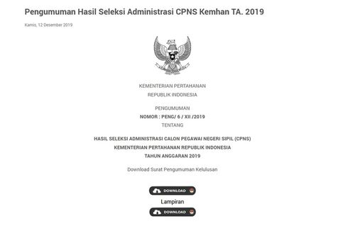 Simak, Hasil Seleksi Administrasi CPNS 2019 di Kemenhan dan Kementan Sudah Diumumkan