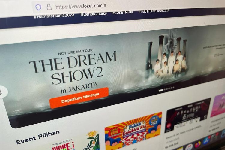 Tampilan tiket NCT Dream yang tersedia di Loket.com dan bisa dibeli mulai Sabtu, 4 Februari 2023, pukul 14.00 WIB.