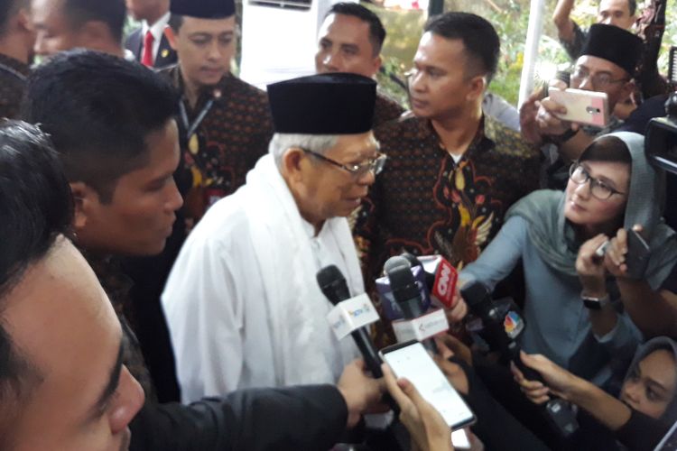 Calon wakil presiden nomor urut 01 Maruf Amin di Puri Cikeas, Bogor, Jawa Barat, Minggu (2/6/2019).