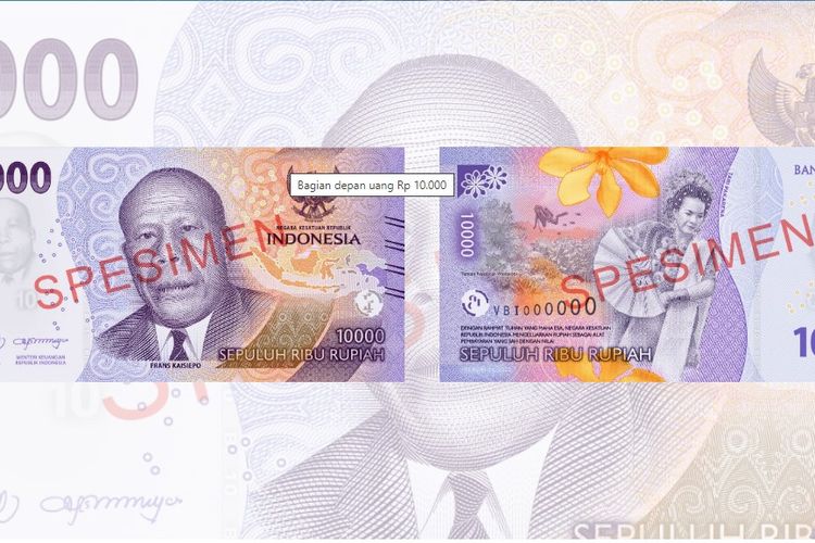 Gambar uang kertas baru emisi 2022 Rp 10.000.