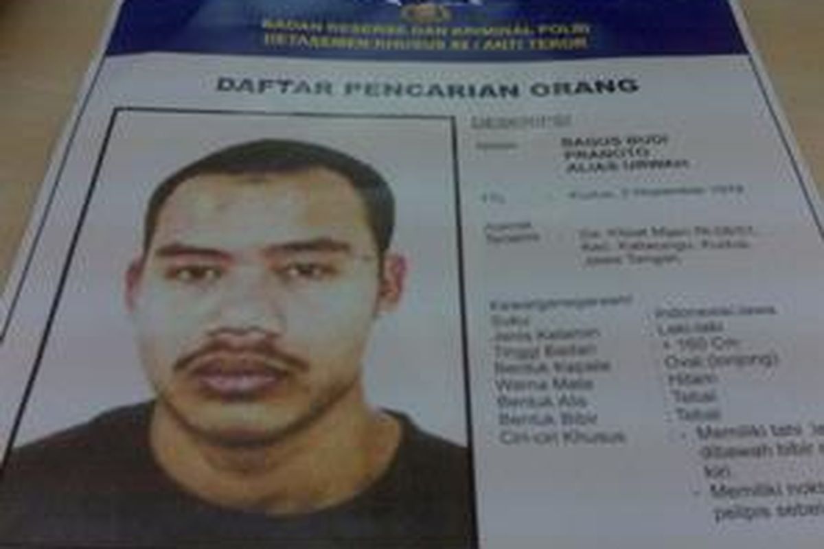 Inilah wajah dan identitas Bagus Budi Pranoto alias Urwah yang tewas dalam penggerebekan di Kampung Kepuh Sari RT 3 RW 11, Kelurahan Mojo Songo, Kecamatan Jebres, Solo, Kamis (17/9) pagi.