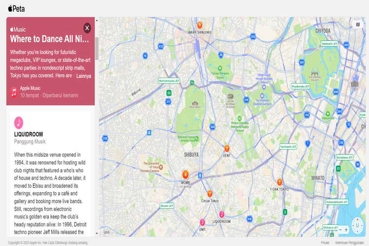 fitur panduan panggung musik di Apple Maps