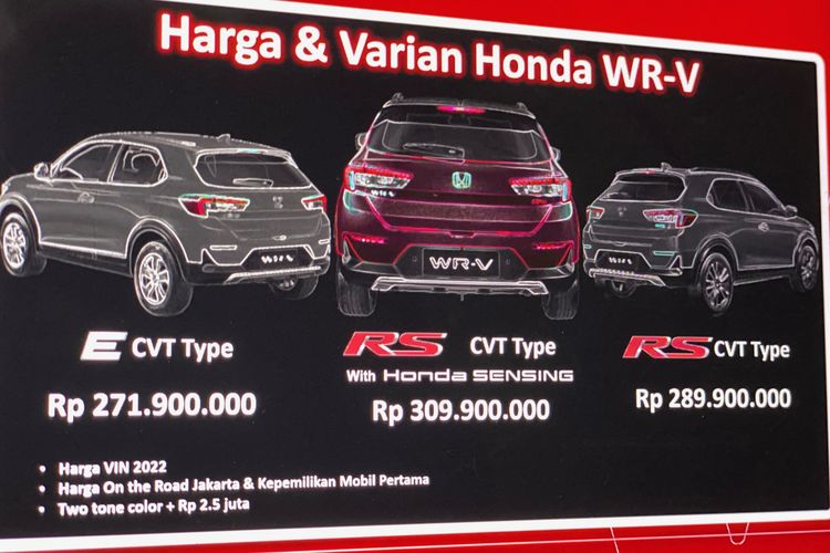 Harga resmi Honda WR-V.