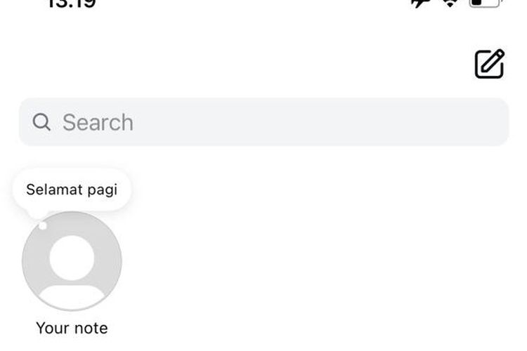 Tampilan note Instagram yang normal.