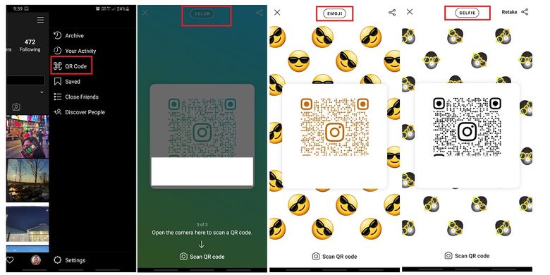 Cara menggunakan fitur QR code di Instagram.