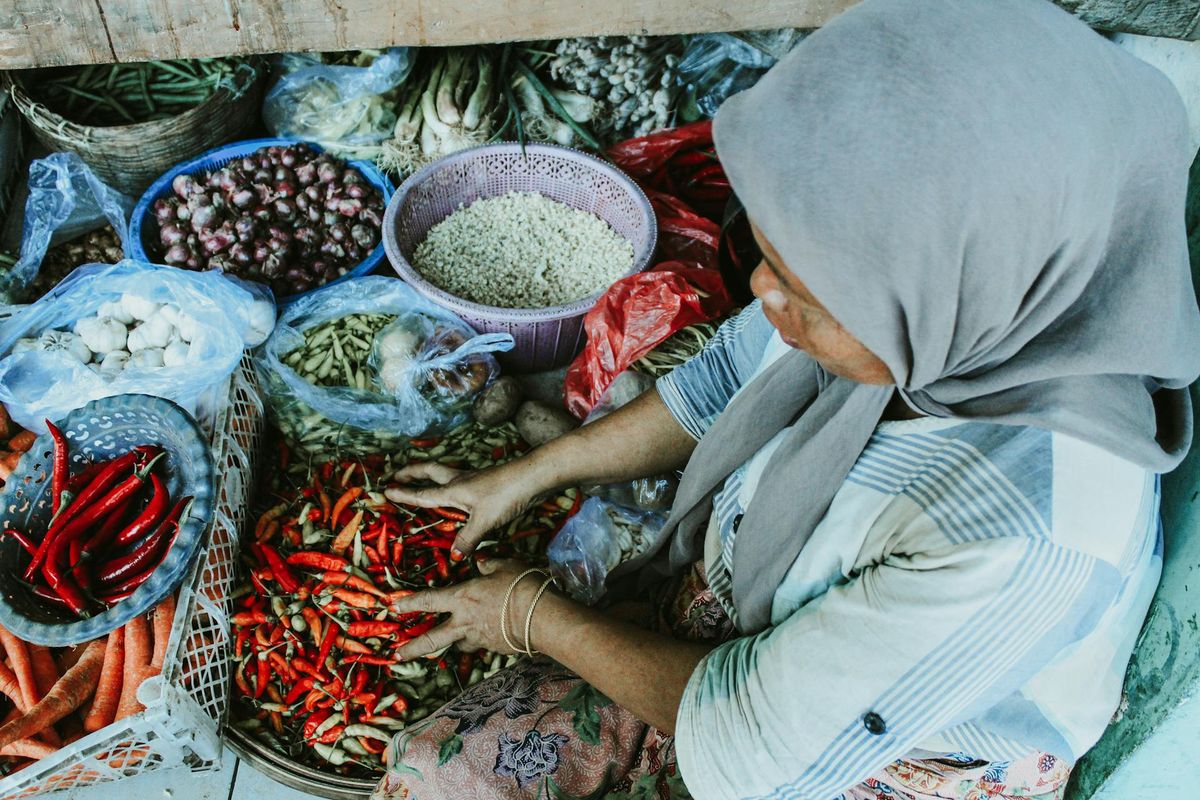 Ilustrasi pedagang pasar.