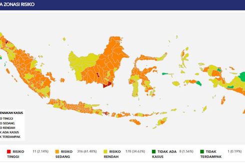 Update 11 Daerah Zona Merah dan 8 Daerah yang Tak Memiliki Kasus Covid-19 di Indonesia, Mana Saja?