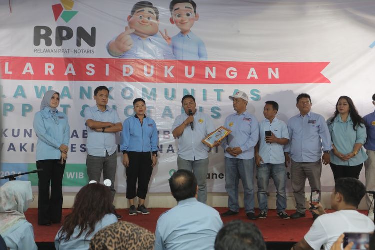 Deklarasi dukungan dari Relawan Pelopor Pemimpin Nusantara (PPN) dan Relawan PPAT Notaris (RPN) di Rumah Kertanegara, Kebayoran Baru, Jakarta Selatan, Selasa (6/2/2024).