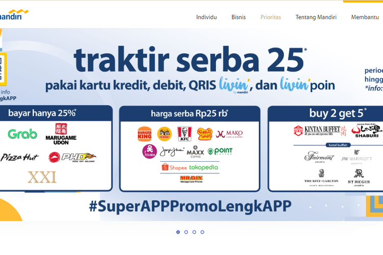 Promo makanan dalam rangka HUT ke-25 Bank Mandiri