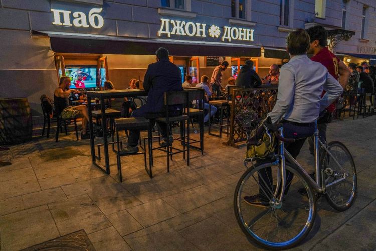 Suasana malam hari Distrik Zamoskvorechye. yang merupakan area wisata di dekat KBRI di Kota Moskwa.