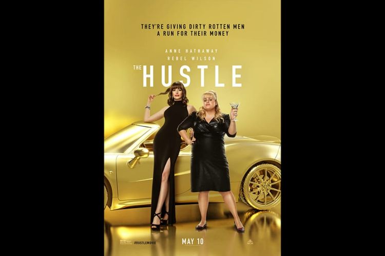 Poster film The Hustle (2019), dibintangi Anne Hathaway dan Rebel Wilson.