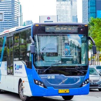Ilustrasi unit bus Transjakarta.