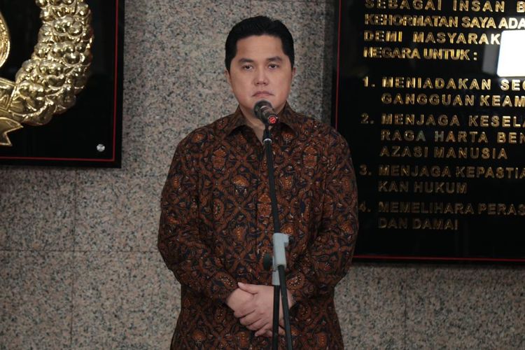Menteri BUMN Erick Thohir di Mabes Polri, Jakarta Selatan, Kamis (13/8/2020).